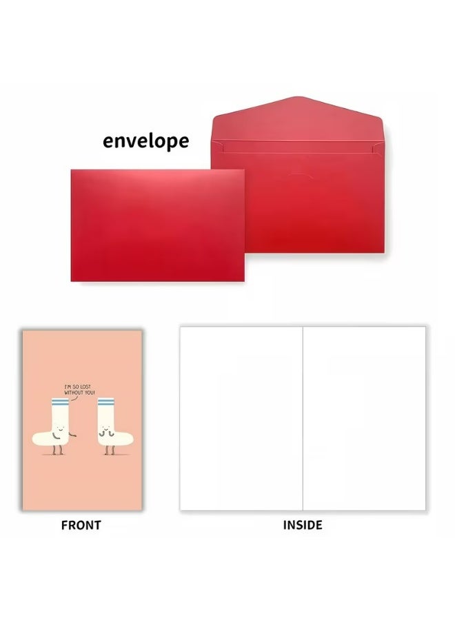 Kandid Cute Valentine's Card 1pc "I'm Lost Without You" (Socks) - Image 2